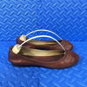 Frye Carson Womens Shoes Size 7B Brown Leather Round Toe Flat Ballet Loafers
